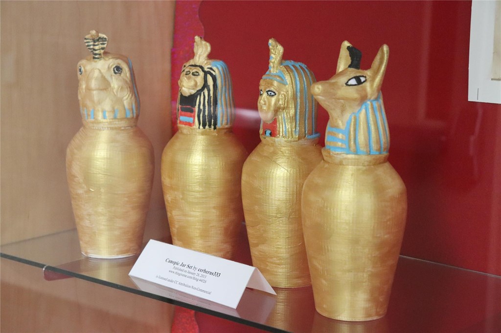 A display of Egyptian Jars