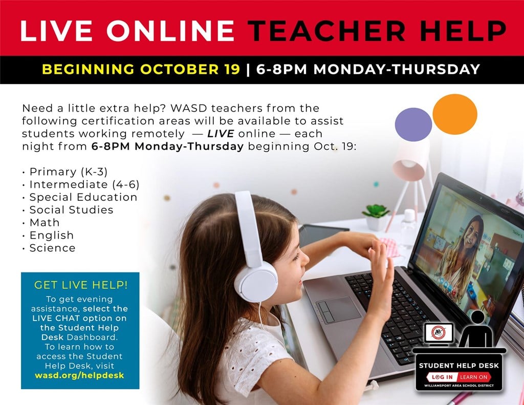 Graphic that depicts the Live Online Teacher Help option.