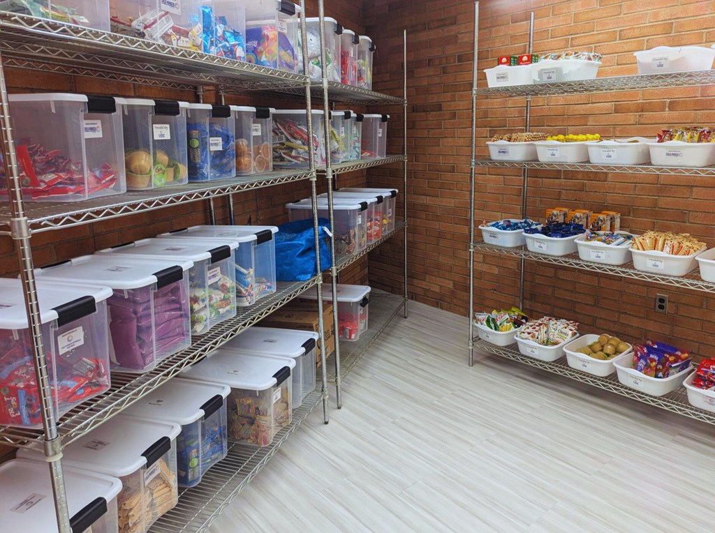 shelves of food
