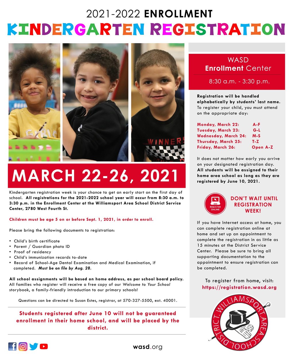 2021-2022 Kindergarten Registration Ad