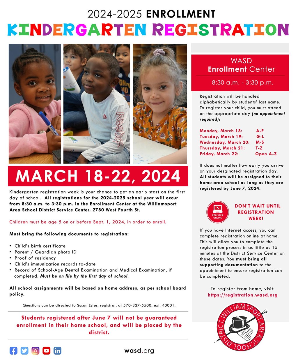 An image of the kindergarten registration flyer.