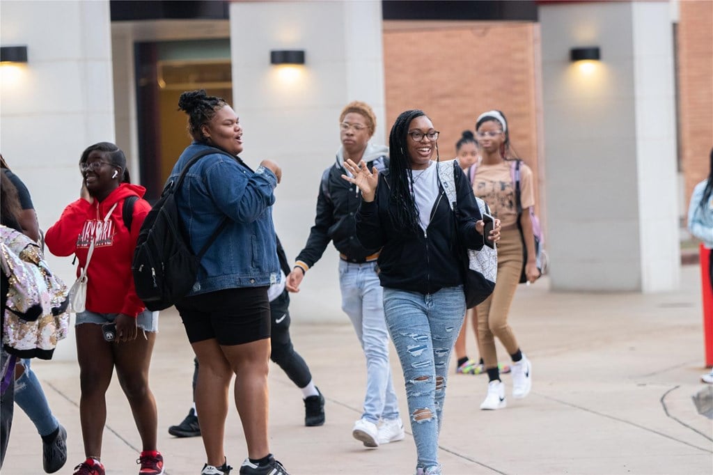 Students walk on campus at WAHS.