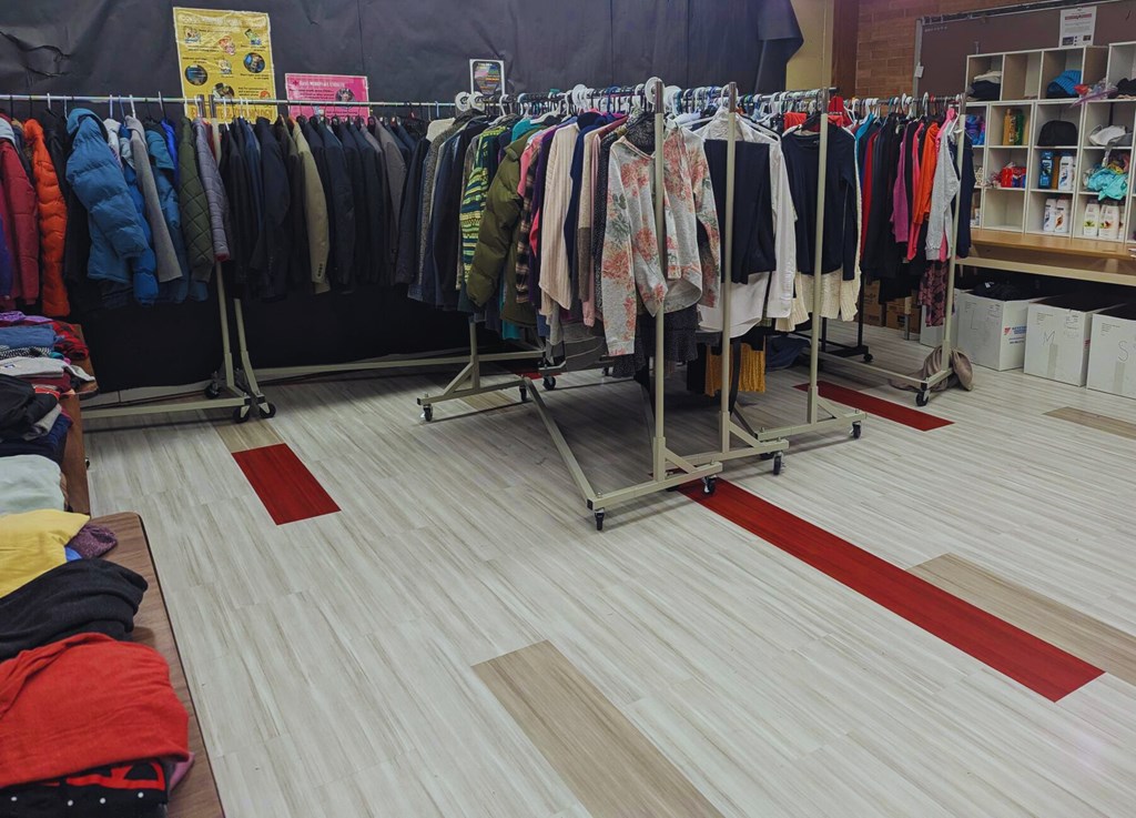 a room full of clothes