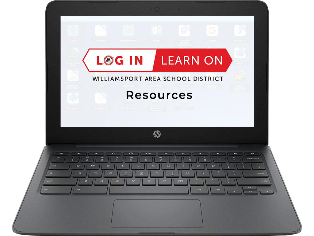 Log In, Learn On Resources Graphic